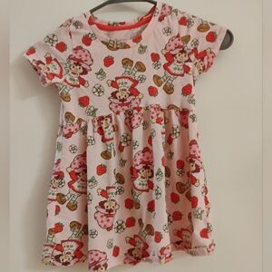 Adorable Pink Cartoon Print Kids Casual Dress